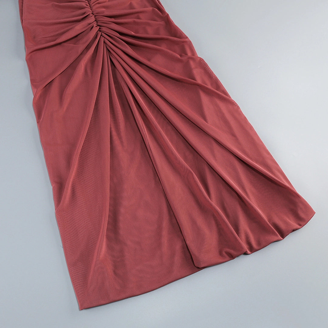 Ivory Satin A-line Evening Gown with Beaded Sweetheart Neckline