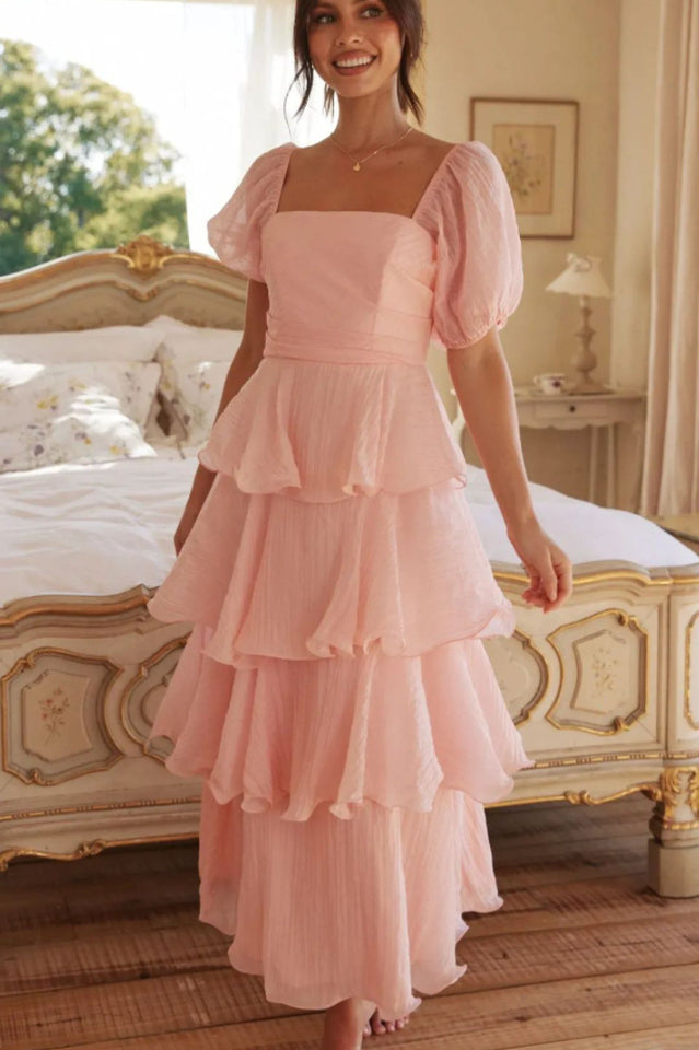 Mesh-paneled cotton-feel long evening dress