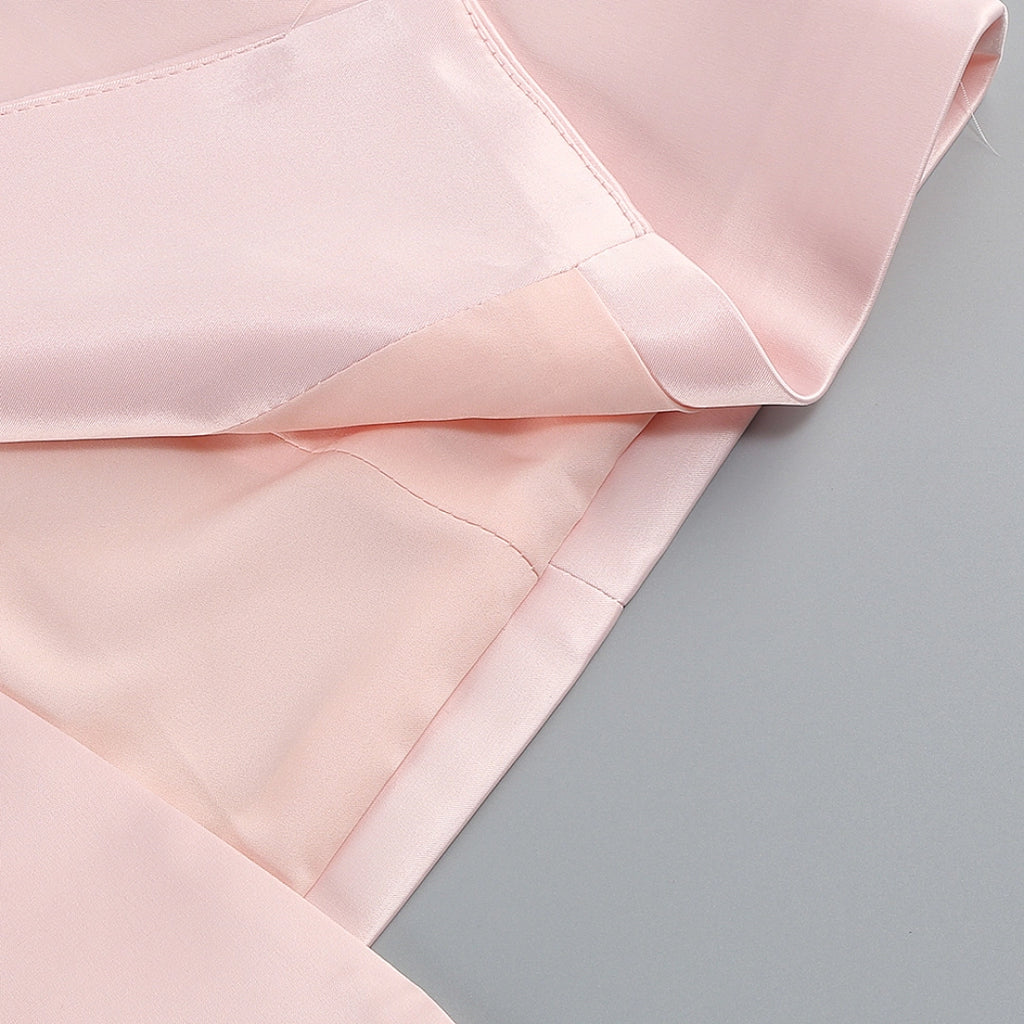 Navy Blue Satin Mermaid Evening Gown with Sweetheart Neckline & Crystal Embellishments