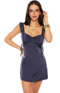 Joyce Navy Satin Mini Dress