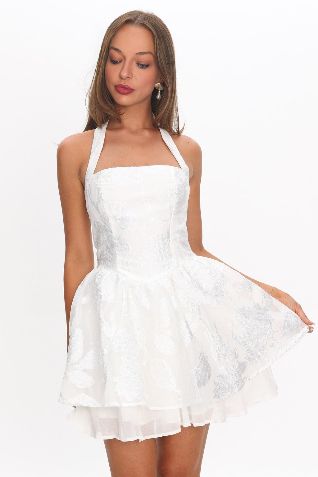 Elegeleges Lusting Halter A-Line Mini Dress White