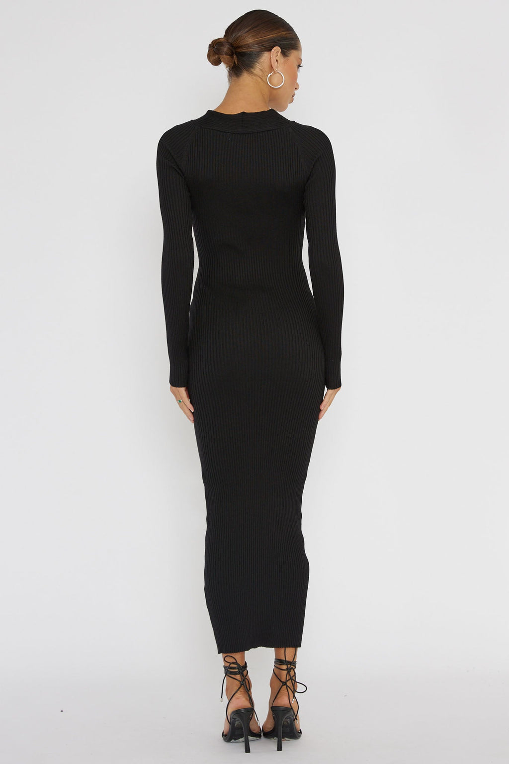 One Mind Cut-Out Neckline Knit Midi Dress Black by Selfie Leslie