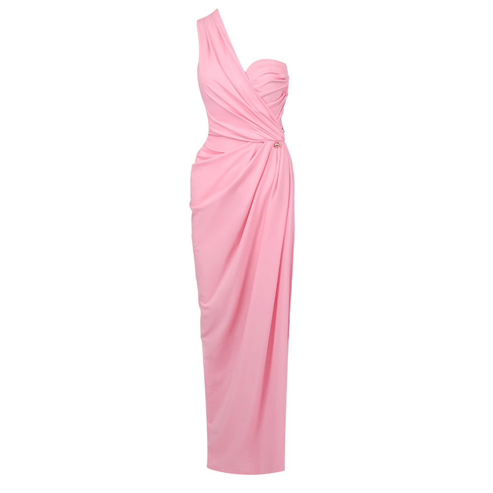SS 2026 One-Shoulder Ruched Maxi Gown