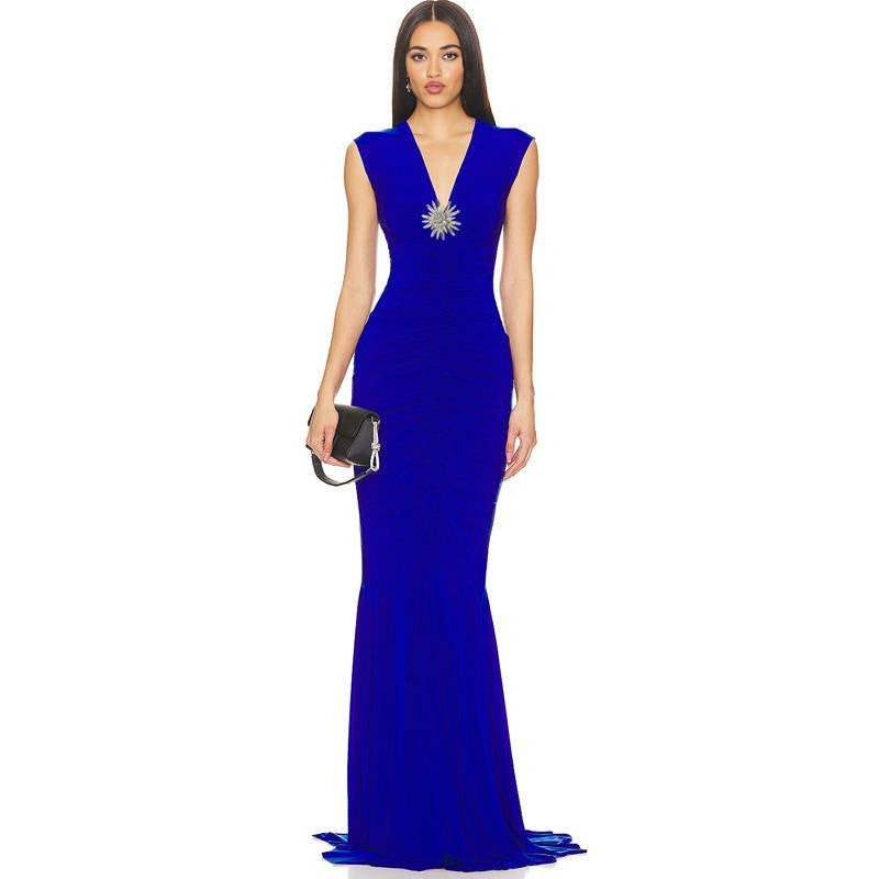 Royal Blue Ruched Mermaid Gown