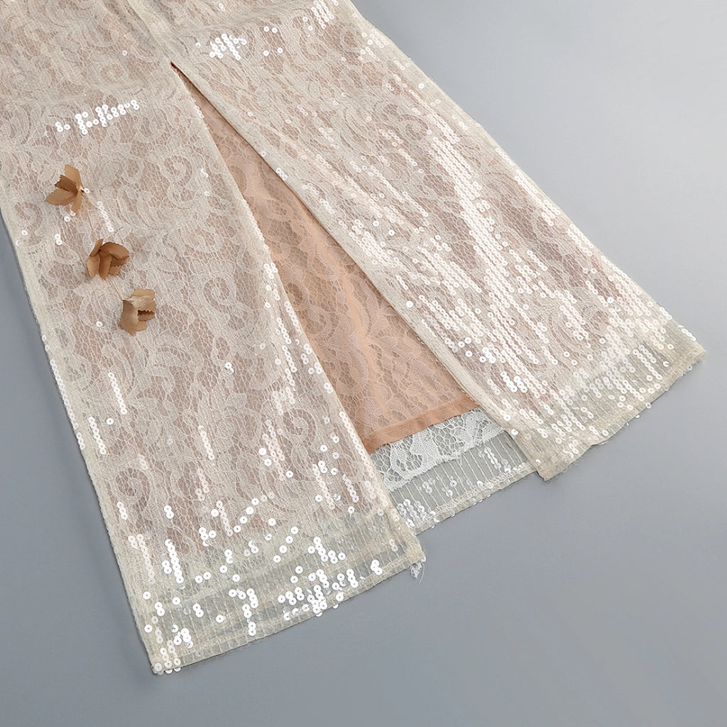 Luxury Black Sequin A-Line Evening Gown with Sweetheart Neckline