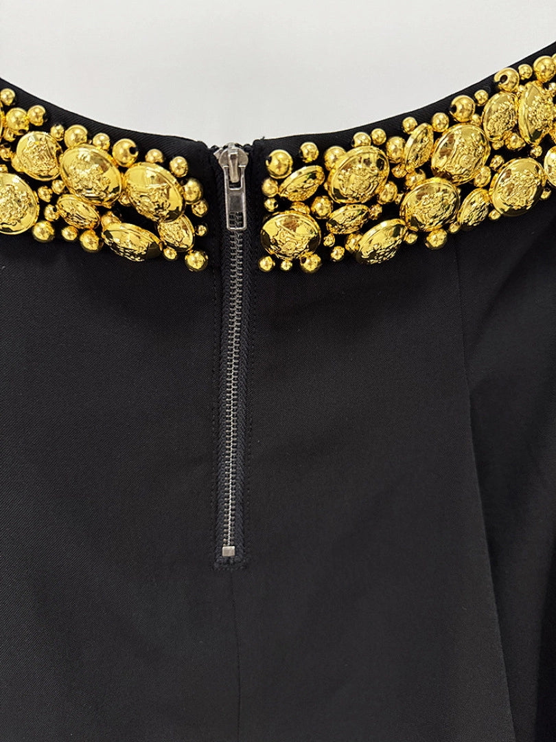 Black Mermaid Satin Evening Gown with Sequin Embellishments