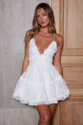 Laney Low Back Cami Strap Dress Lace White by Selfie Leslie