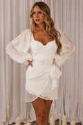 Aphrodite Long Sleeve Embroidered Dress White by Selfie Leslie