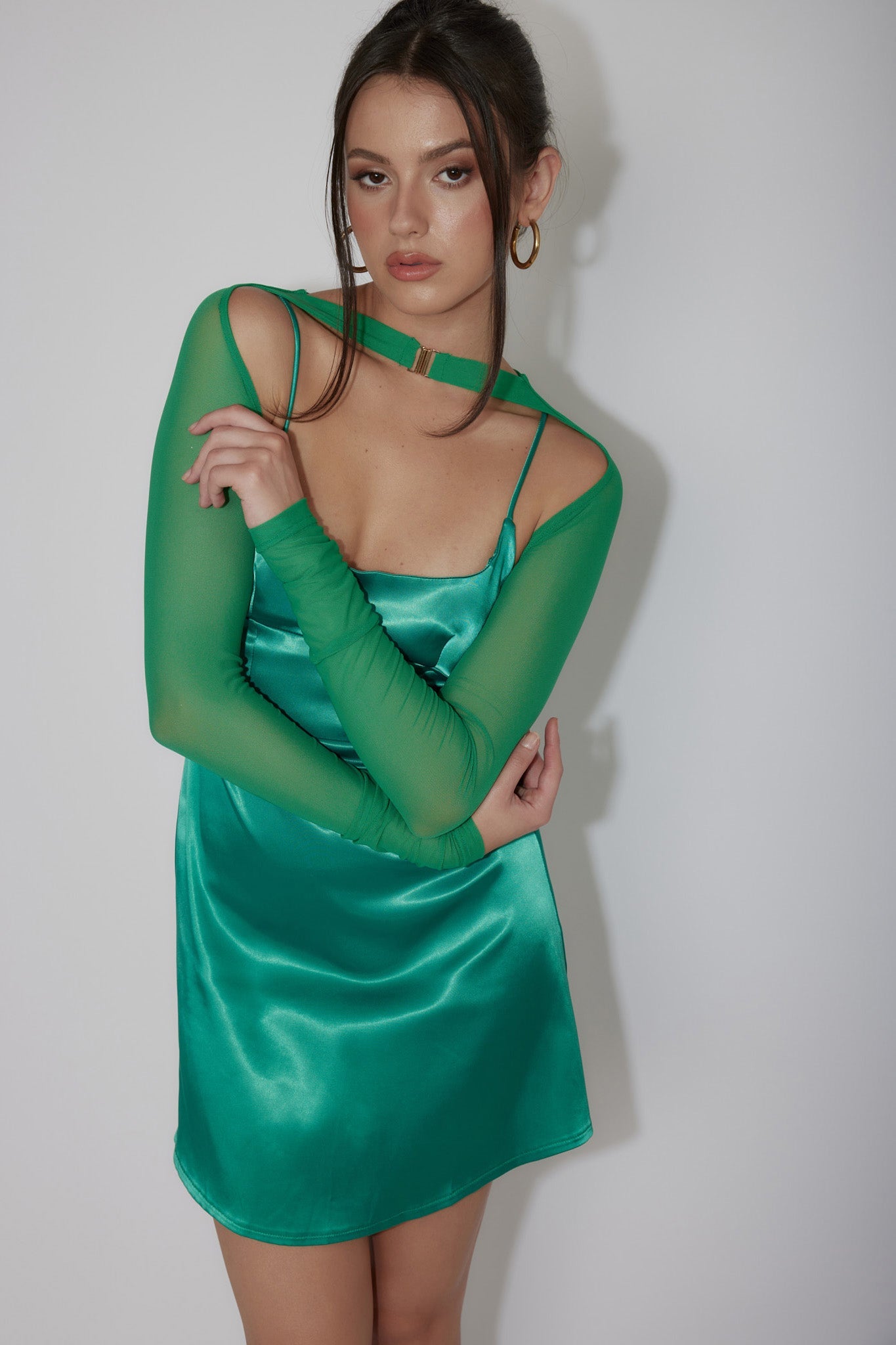 Moon Rising Faux Bolero Mini Dress Green by Selfie Leslie