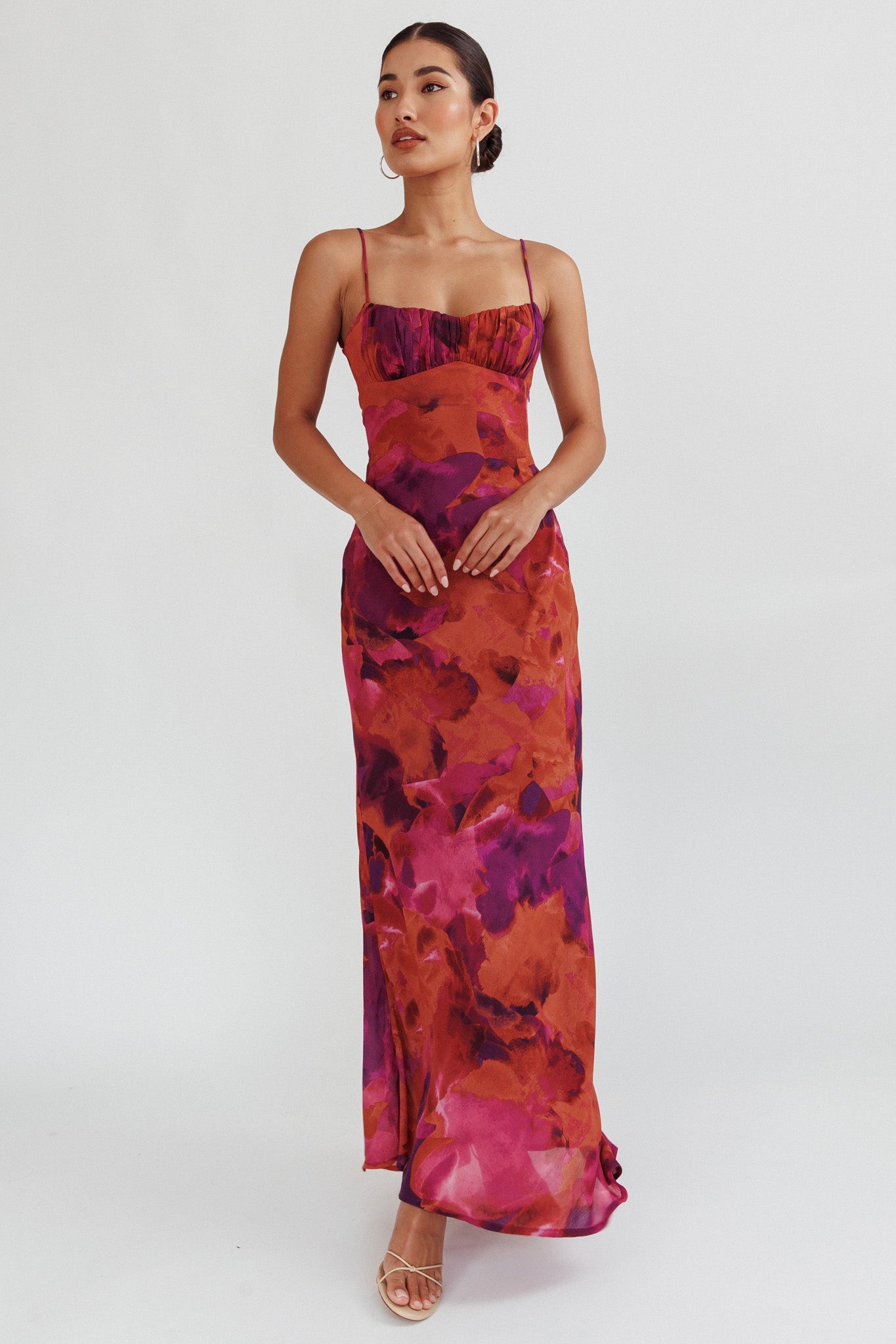 Nerida Low Back Twist Maxi Dress Dark Rose by Selfie Leslie