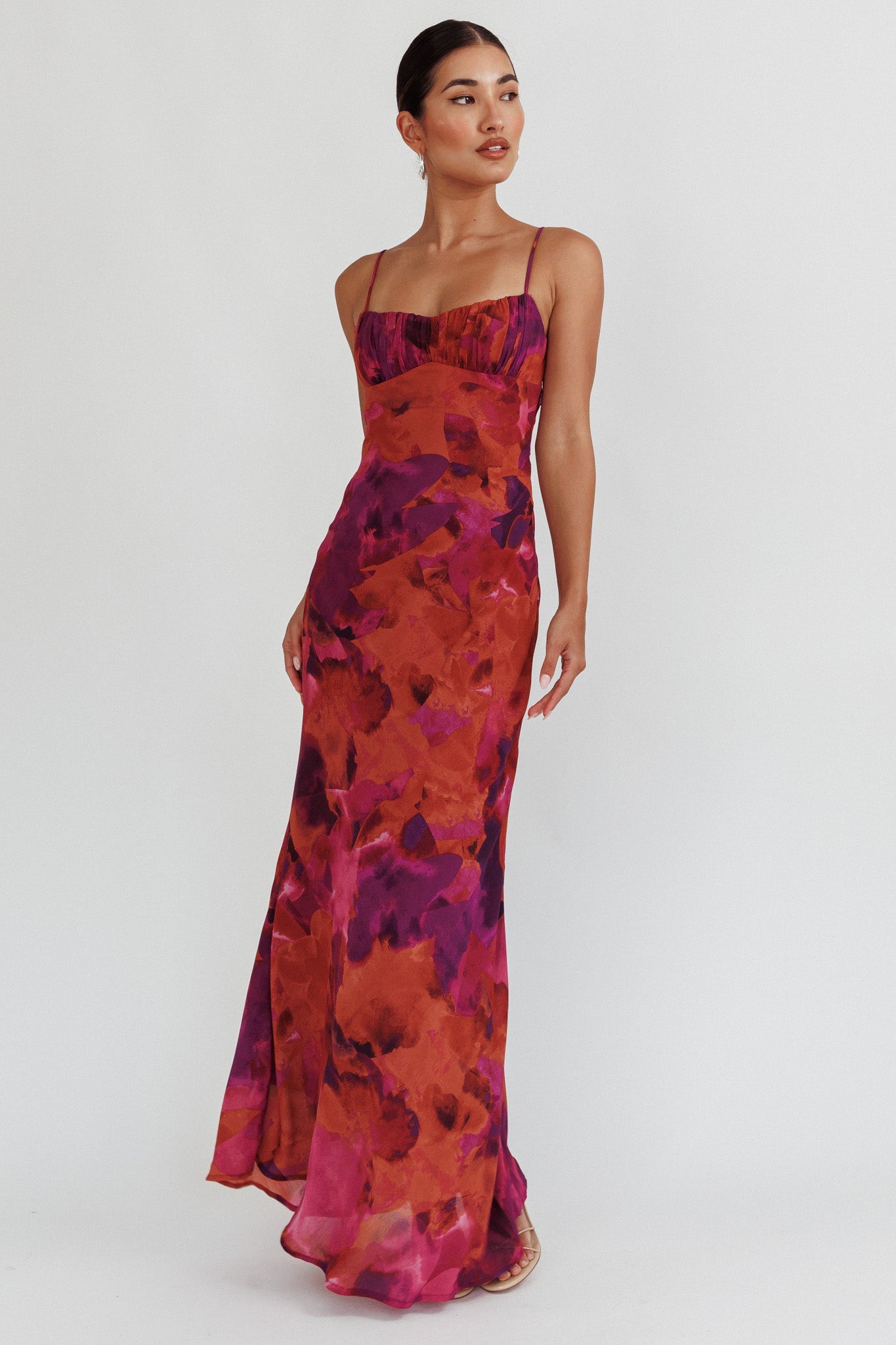 Nerida Low Back Twist Maxi Dress Dark Rose by Selfie Leslie