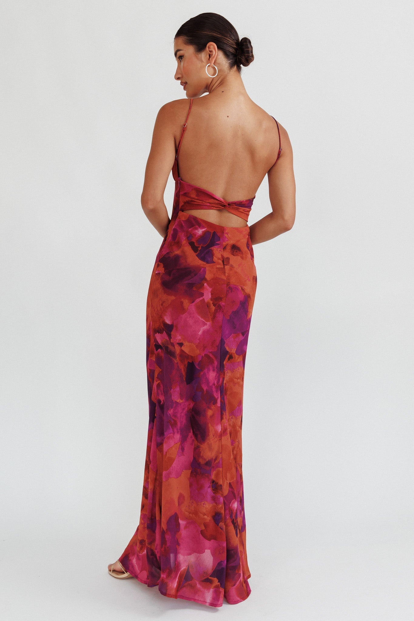Nerida Low Back Twist Maxi Dress Dark Rose by Selfie Leslie
