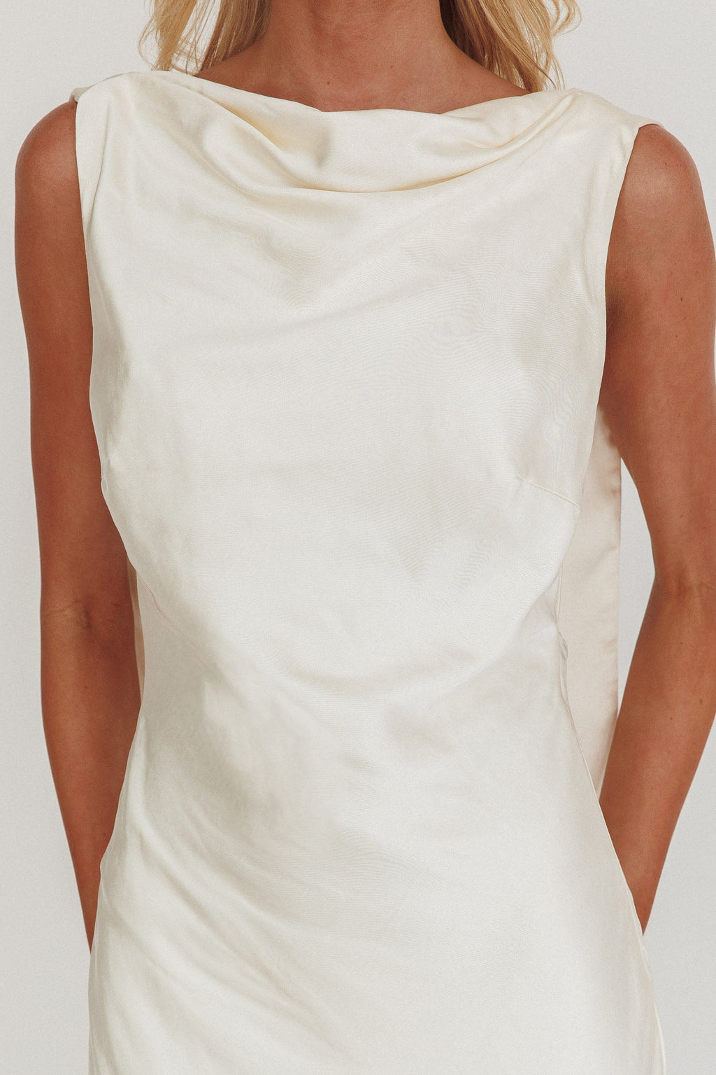 Second Glances Cowl Neck Backless Maxi Dress Cream by Selfie Leslie