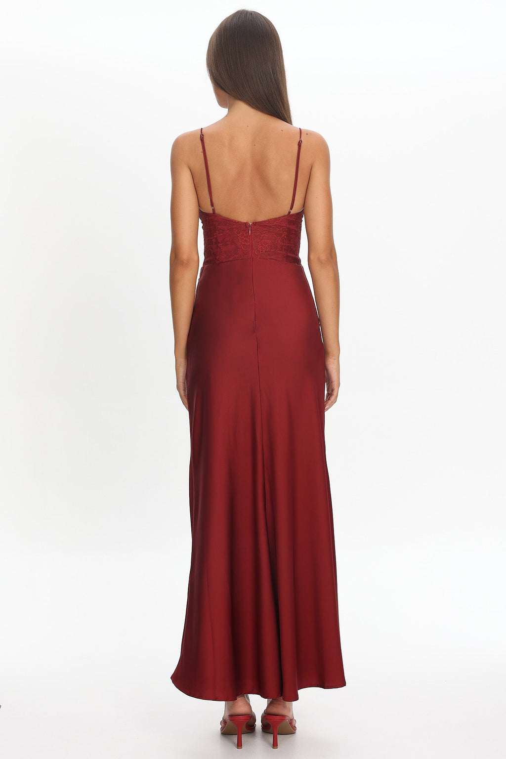 Faelis Draped Waist Maxi Dress Wine by Selfie Leslie