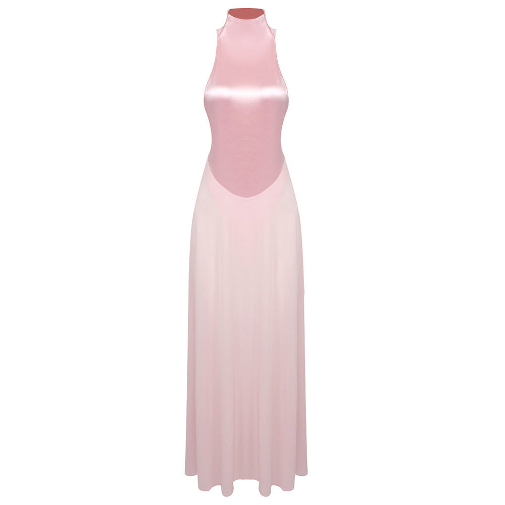 Blush Halter Satin Gown