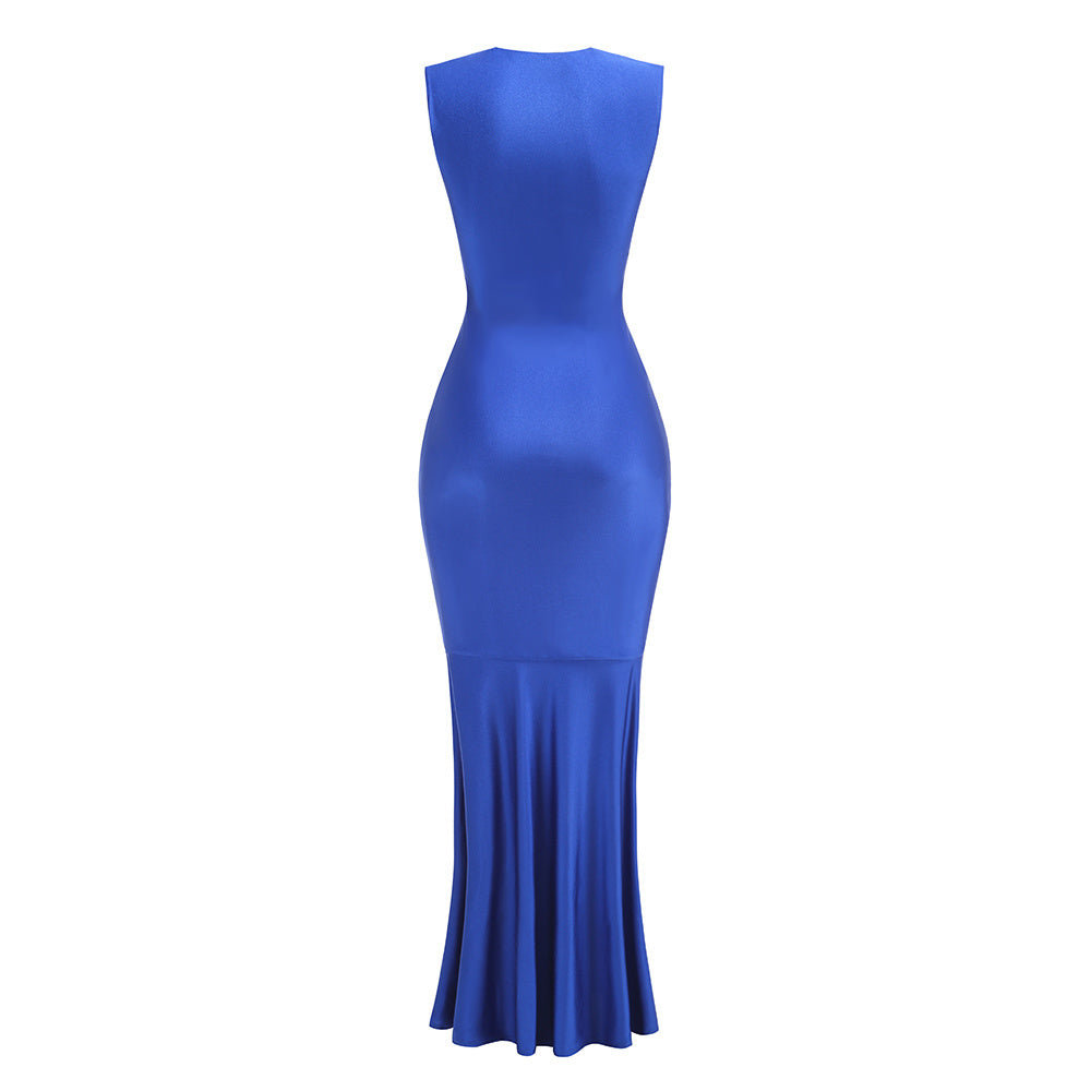 Royal Blue Ruched Mermaid Gown