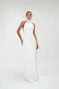 Satin Halter Column Gown