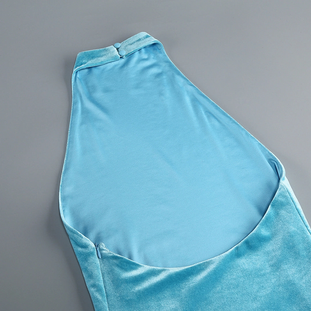 Royal Blue Sequin Mermaid Evening Gown with Beaded Details