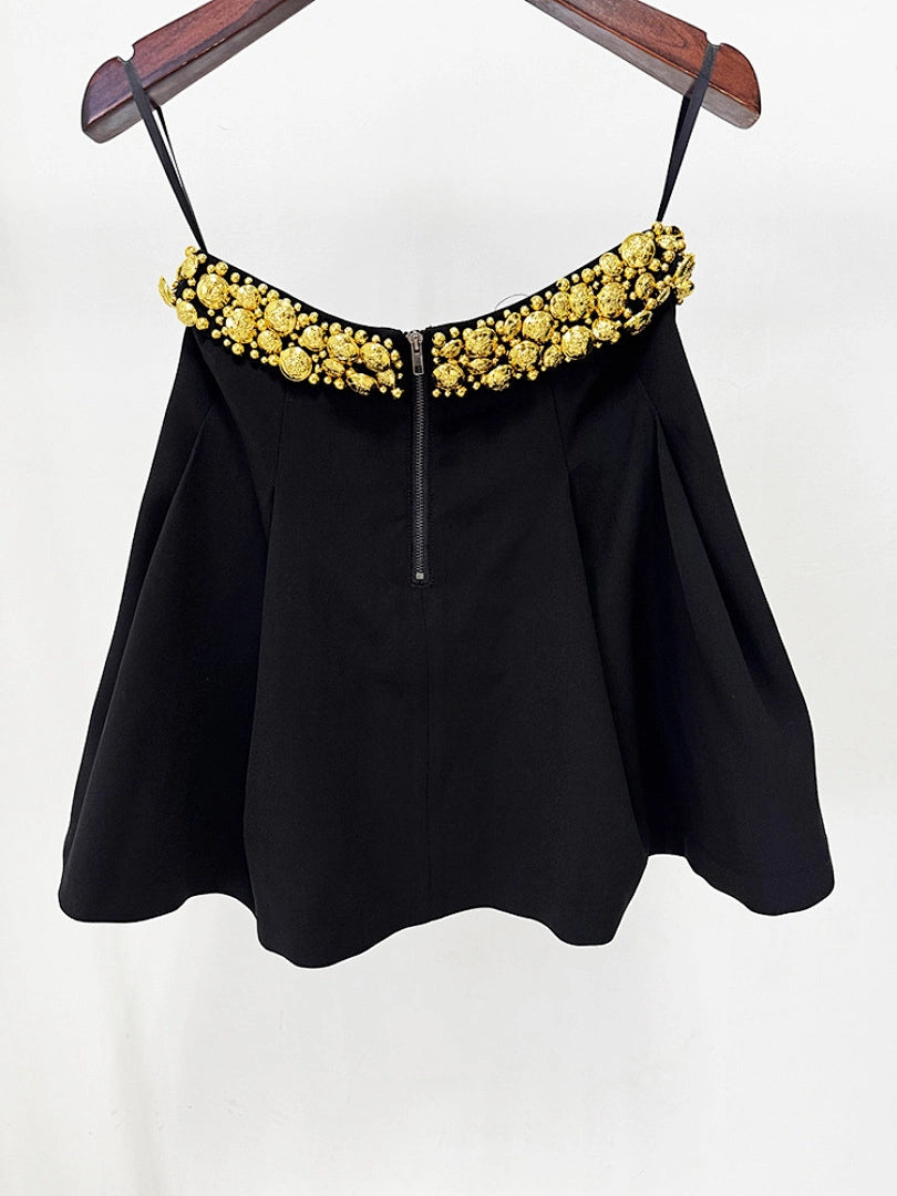 Black Mermaid Satin Evening Gown with Sequin Embellishments