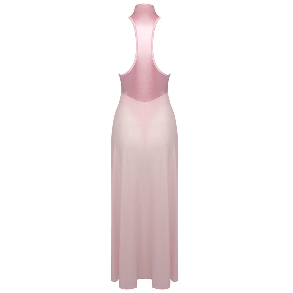 Blush Halter Satin Gown