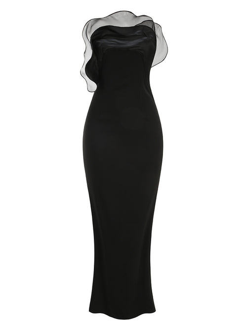 Black Off-Shoulder Ruffle Mermaid Gown