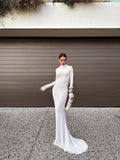 White One-Shoulder Drape-Back Maxi Gown