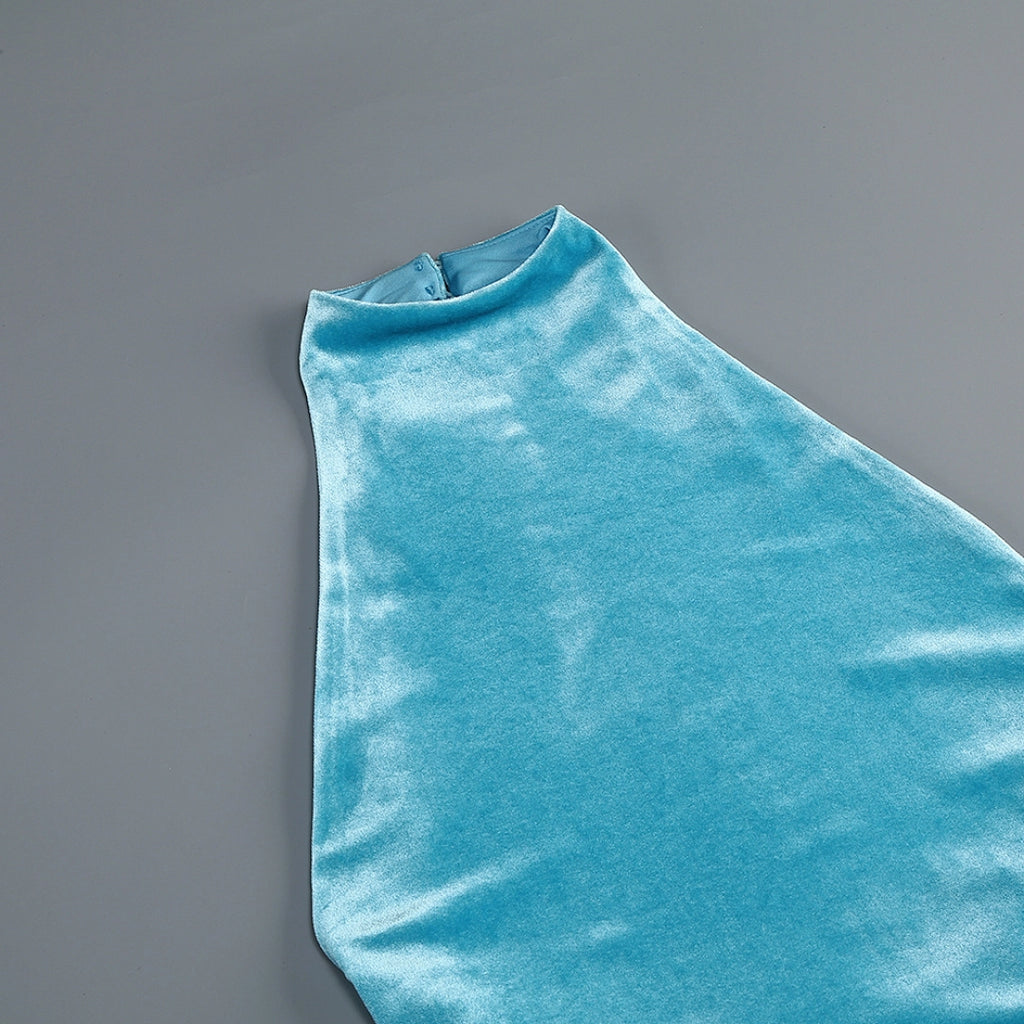 Royal Blue Sequin Mermaid Evening Gown with Beaded Details