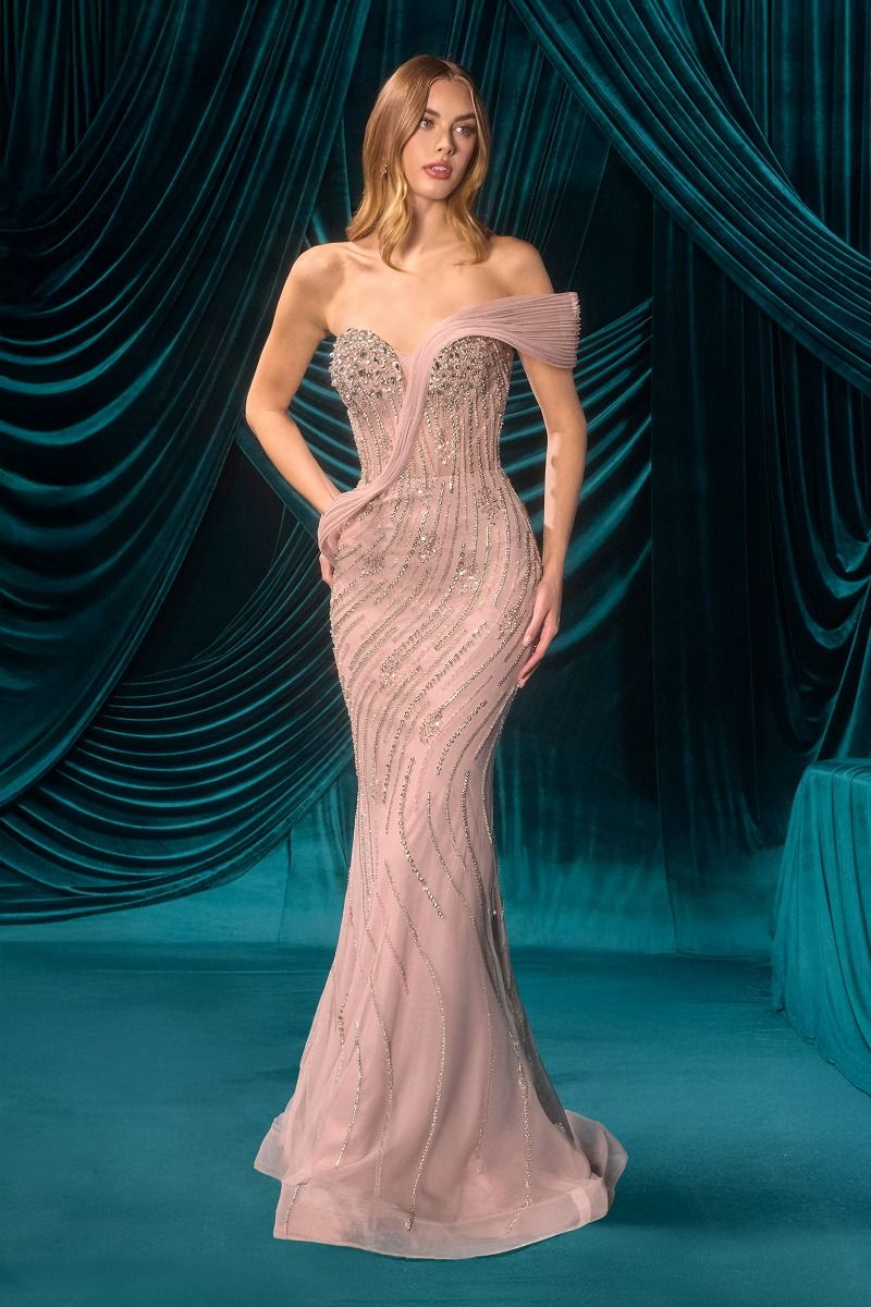 A1504 - Odette Beaded Mermaid Gown - Andrea & Leo