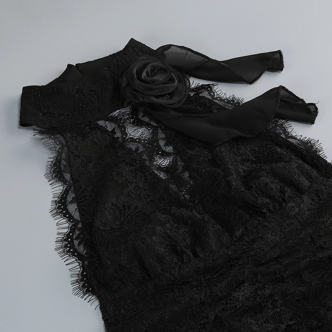 Black Satin A-line Evening Gown with Sweetheart Neckline & Crystals