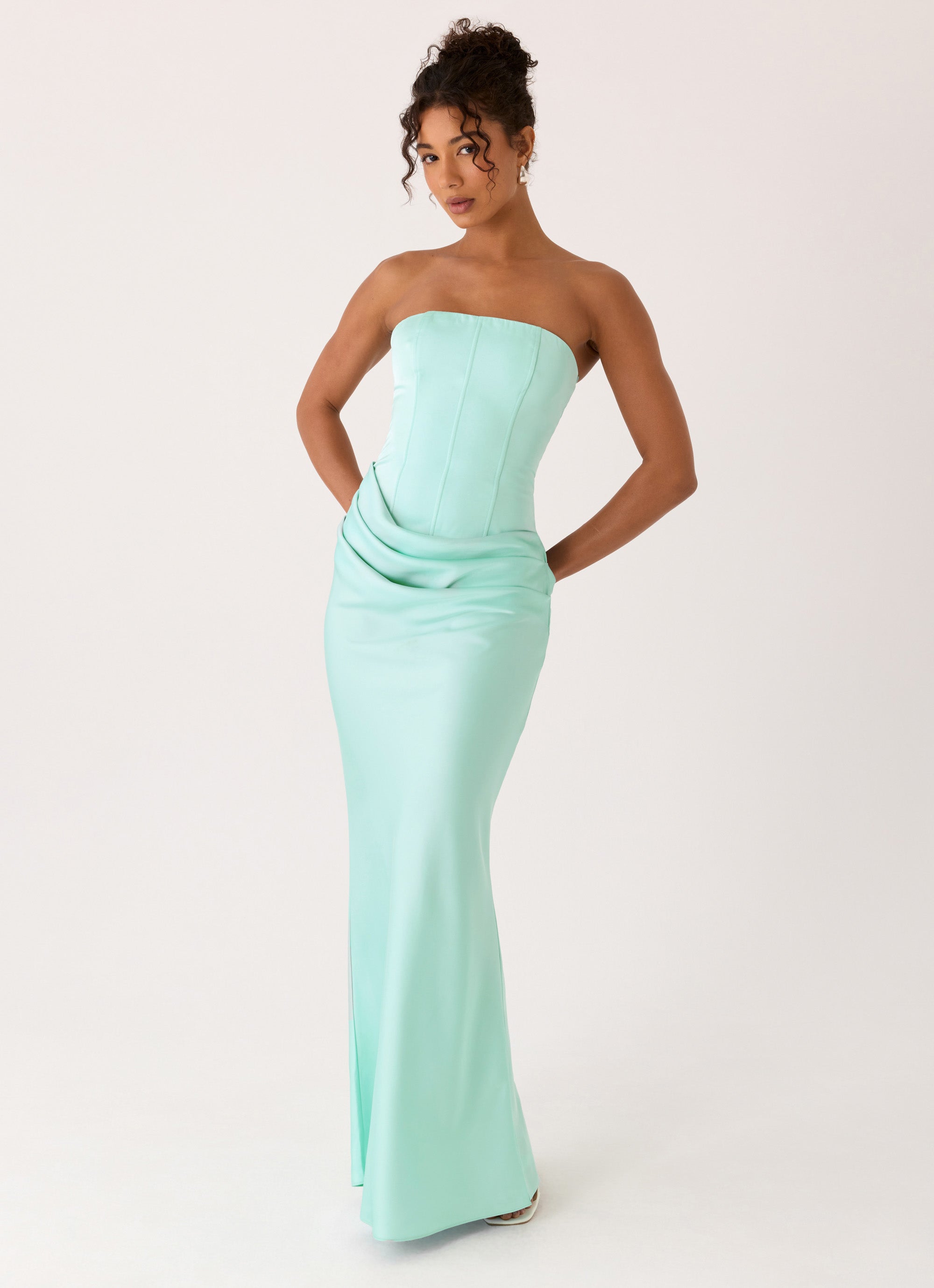 Adara Corset Maxi Dress - Aqua