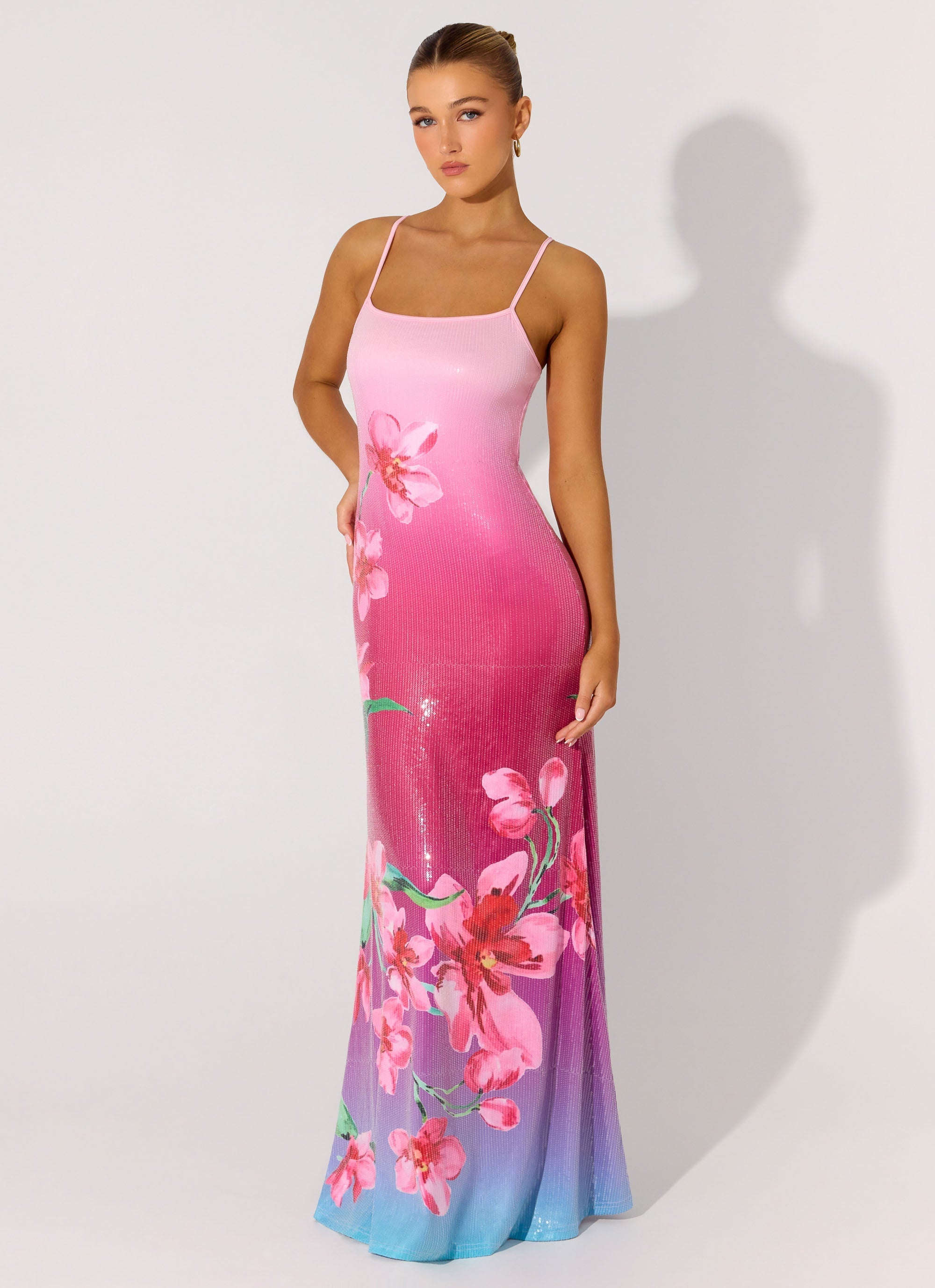 Ariaz Sequin Maxi Dress - Ombre Reef