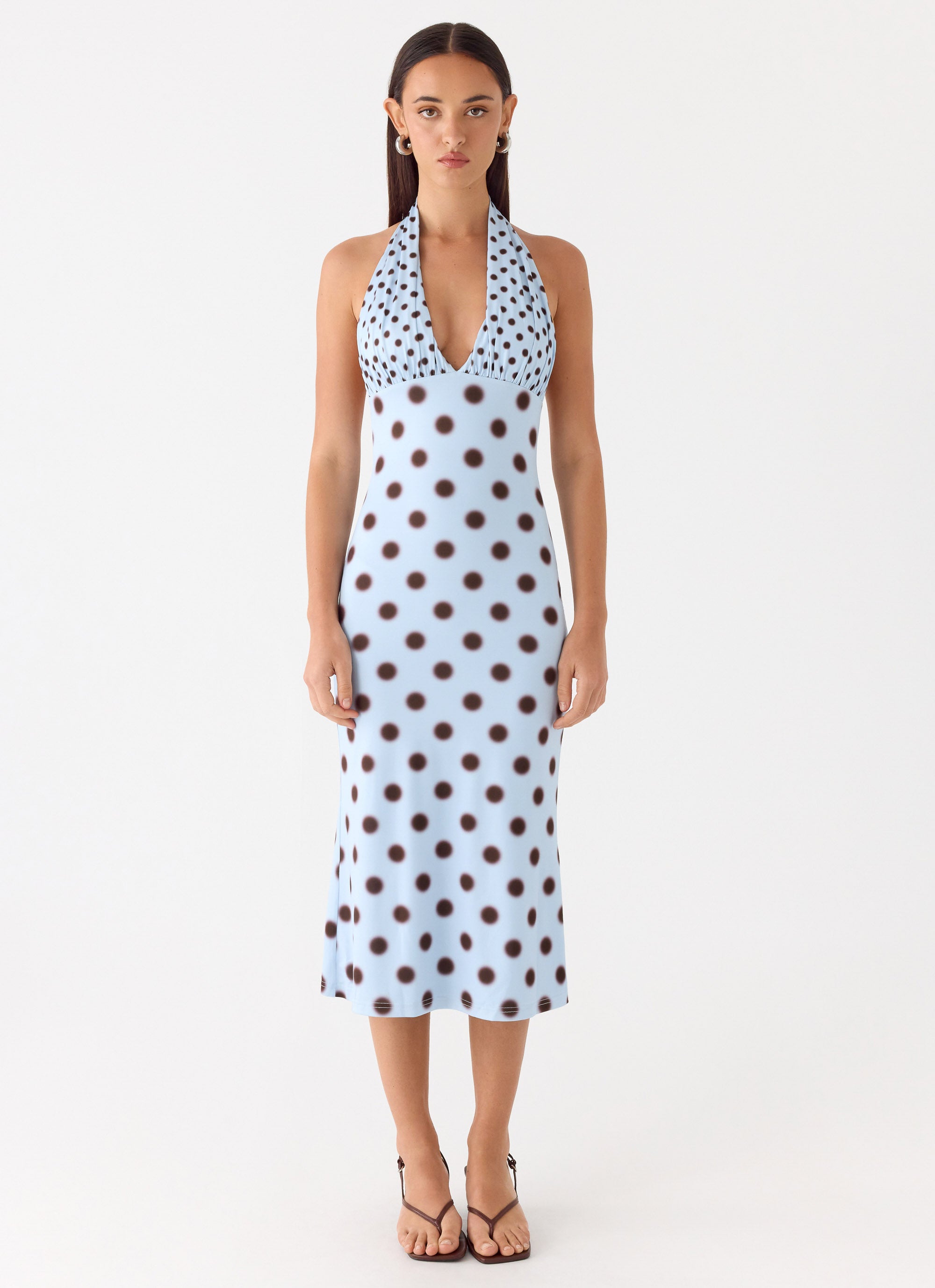 Awuku Midi Dress - Blue Mocha Dot