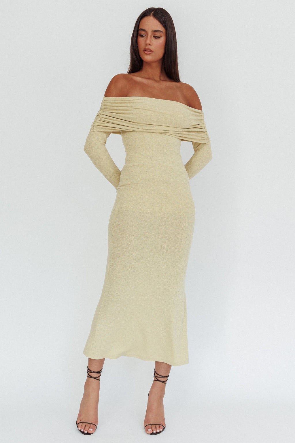 Juju Off-Shoulder Maxi Dress Sage by Selfie Leslie