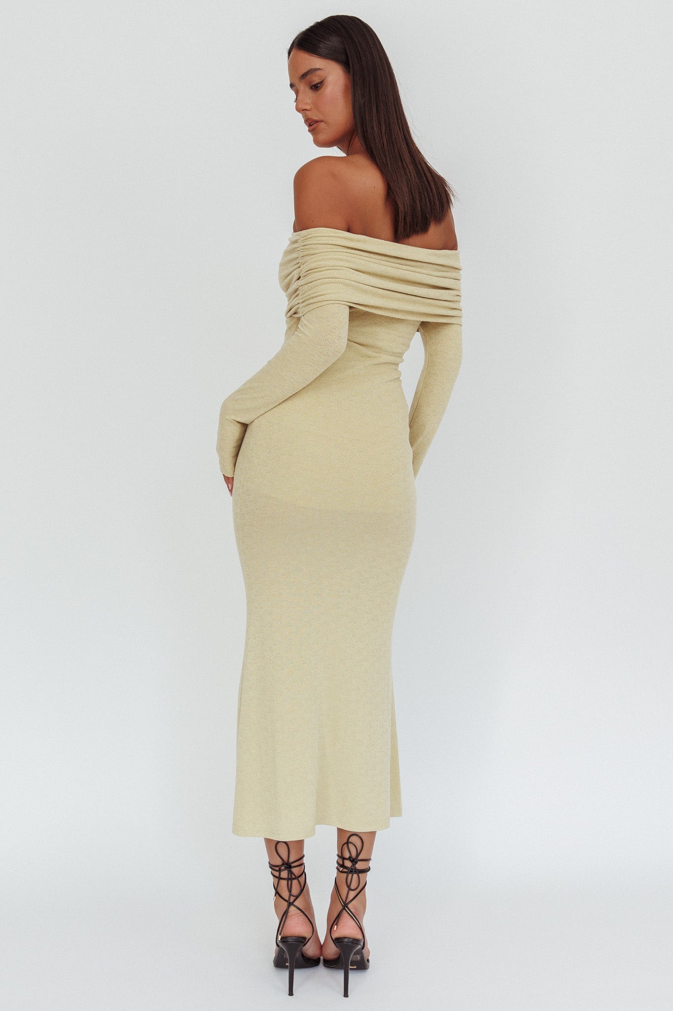 Juju Off-Shoulder Maxi Dress Sage by Selfie Leslie