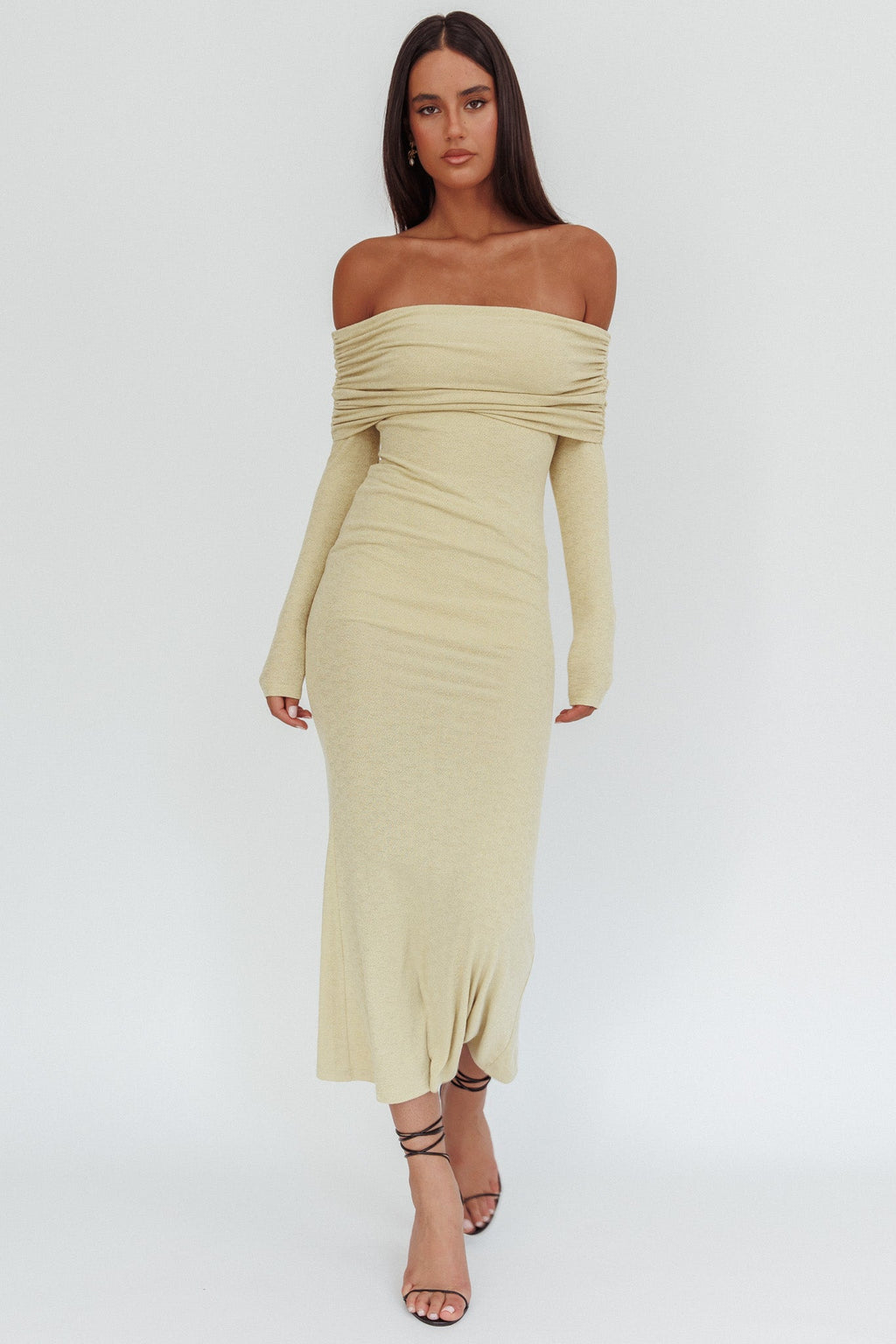 Juju Off-Shoulder Maxi Dress Sage by Selfie Leslie