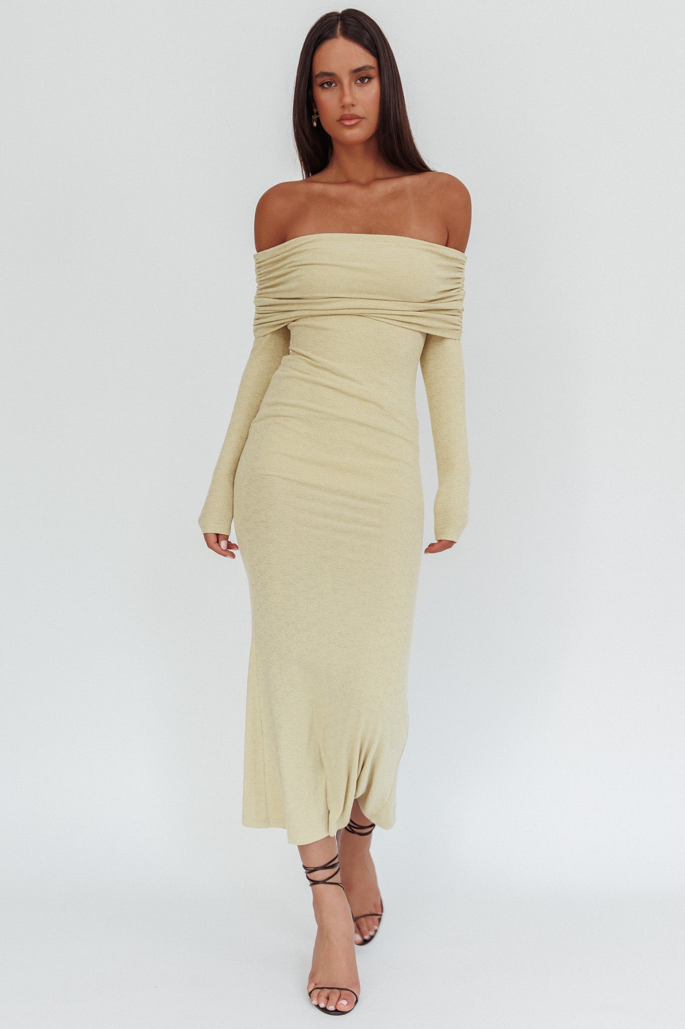 Juju Off-Shoulder Maxi Dress Sage by Selfie Leslie