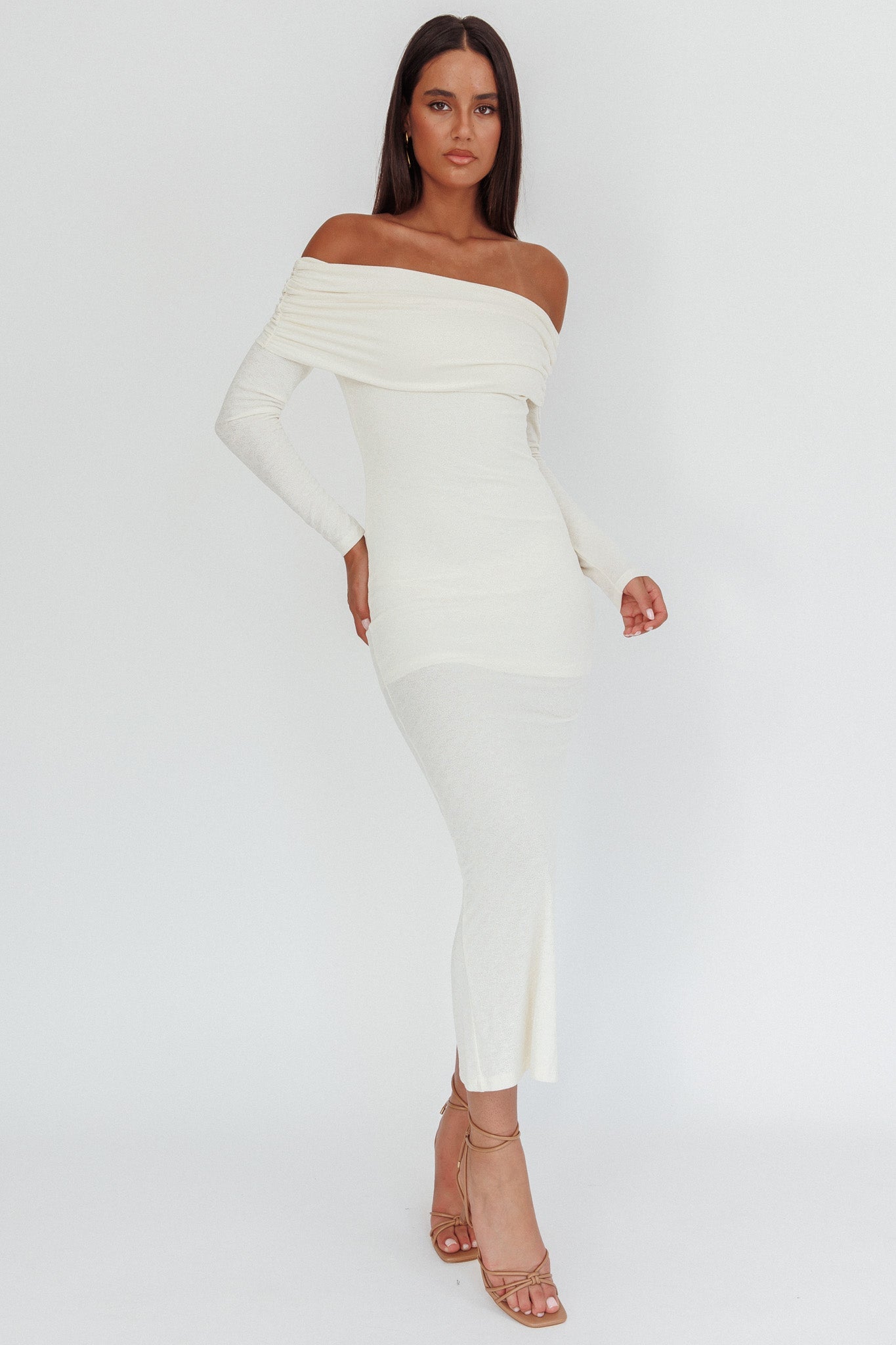 Juju Off-Shoulder Maxi Dress White by Selfie Leslie