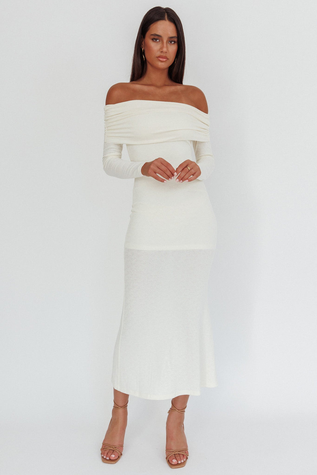 Juju Off-Shoulder Maxi Dress White by Selfie Leslie