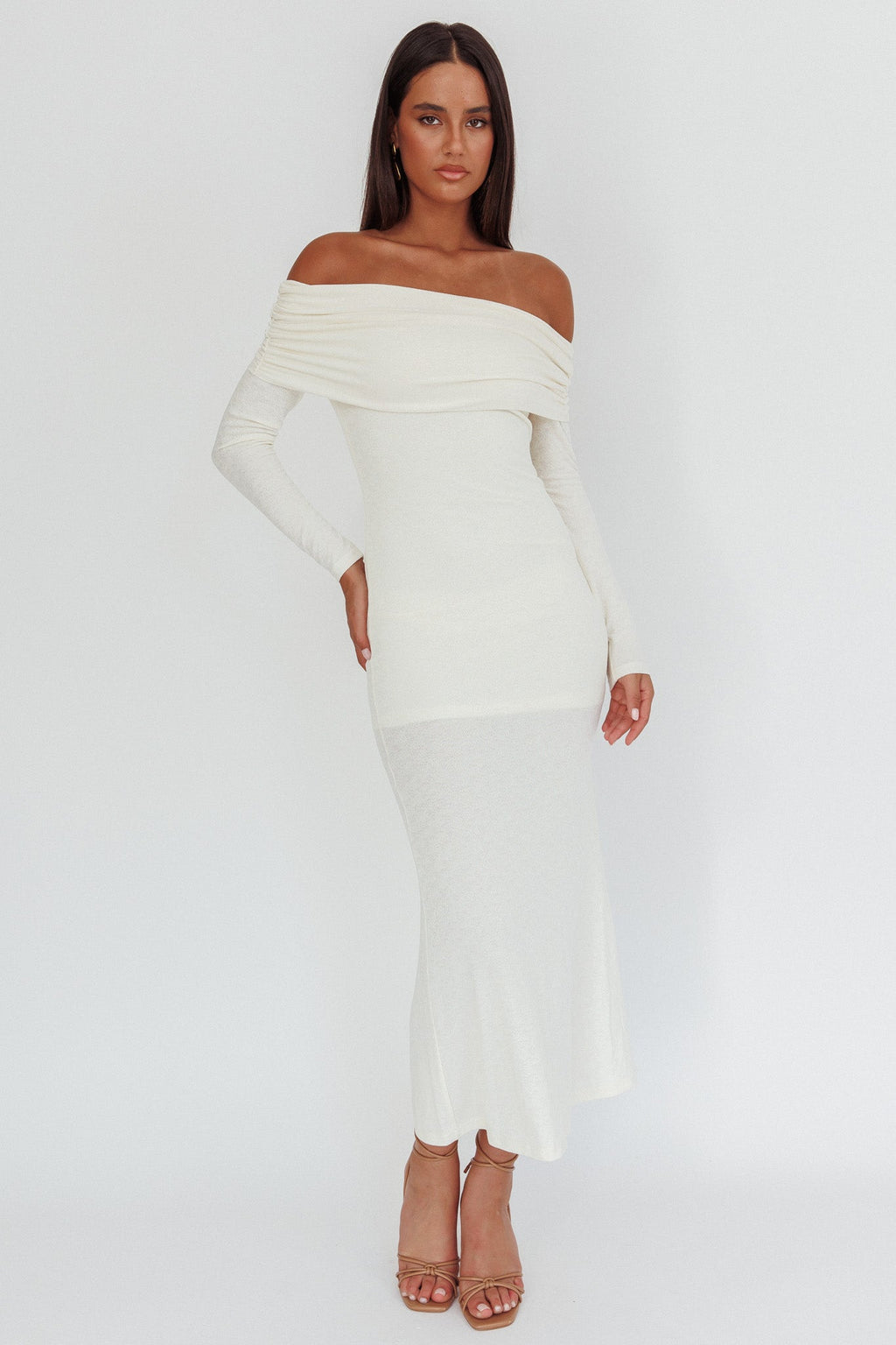 Juju Off-Shoulder Maxi Dress White by Selfie Leslie