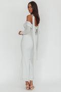 Flutters Off-Shoulder Long Sleeve Maxi Dress White by Selfie Leslie