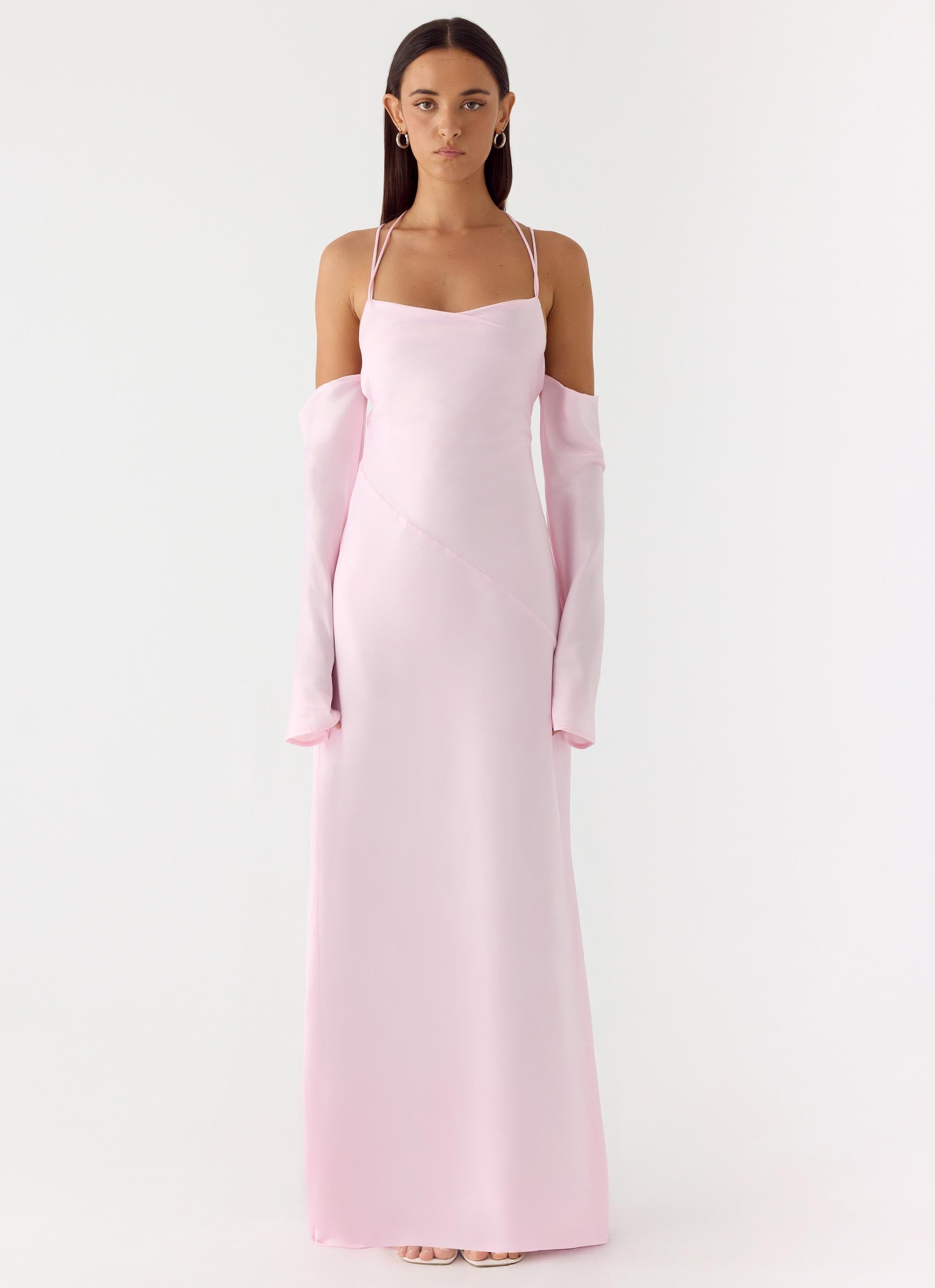 Breathe Me Long Sleeve Maxi Dress - Baby Pink