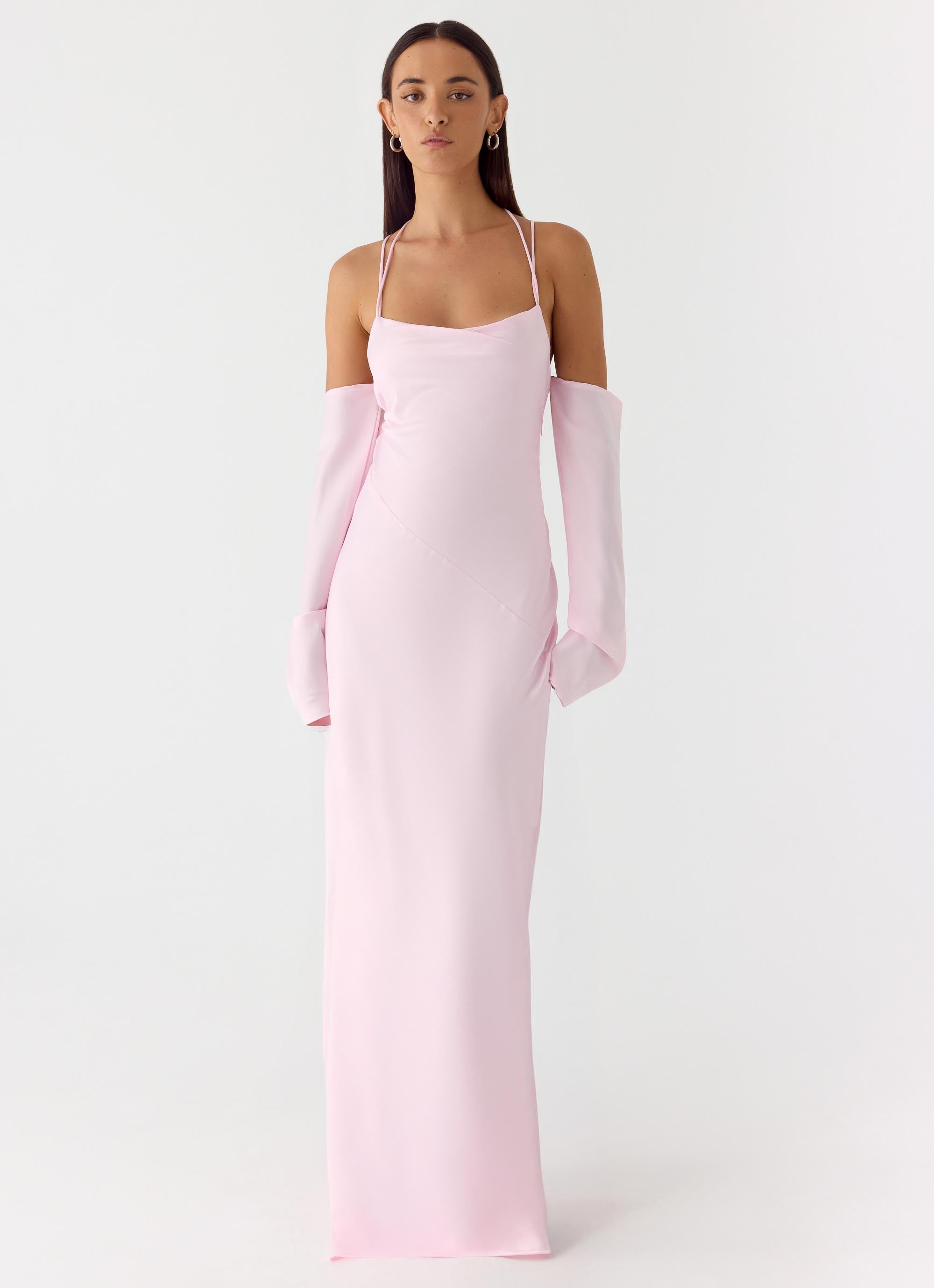 Breathe Me Long Sleeve Maxi Dress - Baby Pink