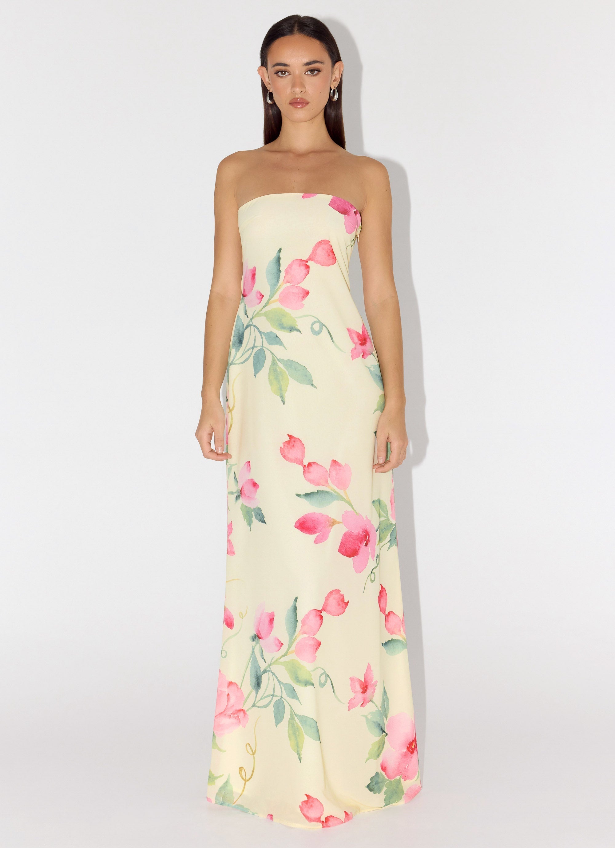 Bronte Strapless Maxi Dress - Lemon Soleil