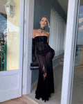 Black Lace Corset Sheer Gown