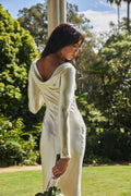 Loveland Cowl Back Midi Dress Oyster by Selfie Leslie