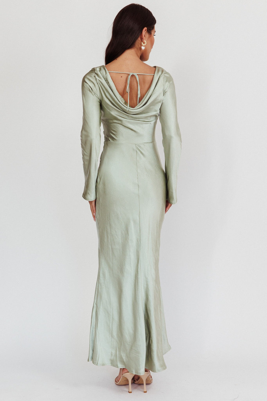 Loveland Cowl Back Midi Dress Sage by Selfie Leslie