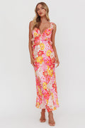 Second Chances Ruffle Trim Maxi Dress Flower Pink