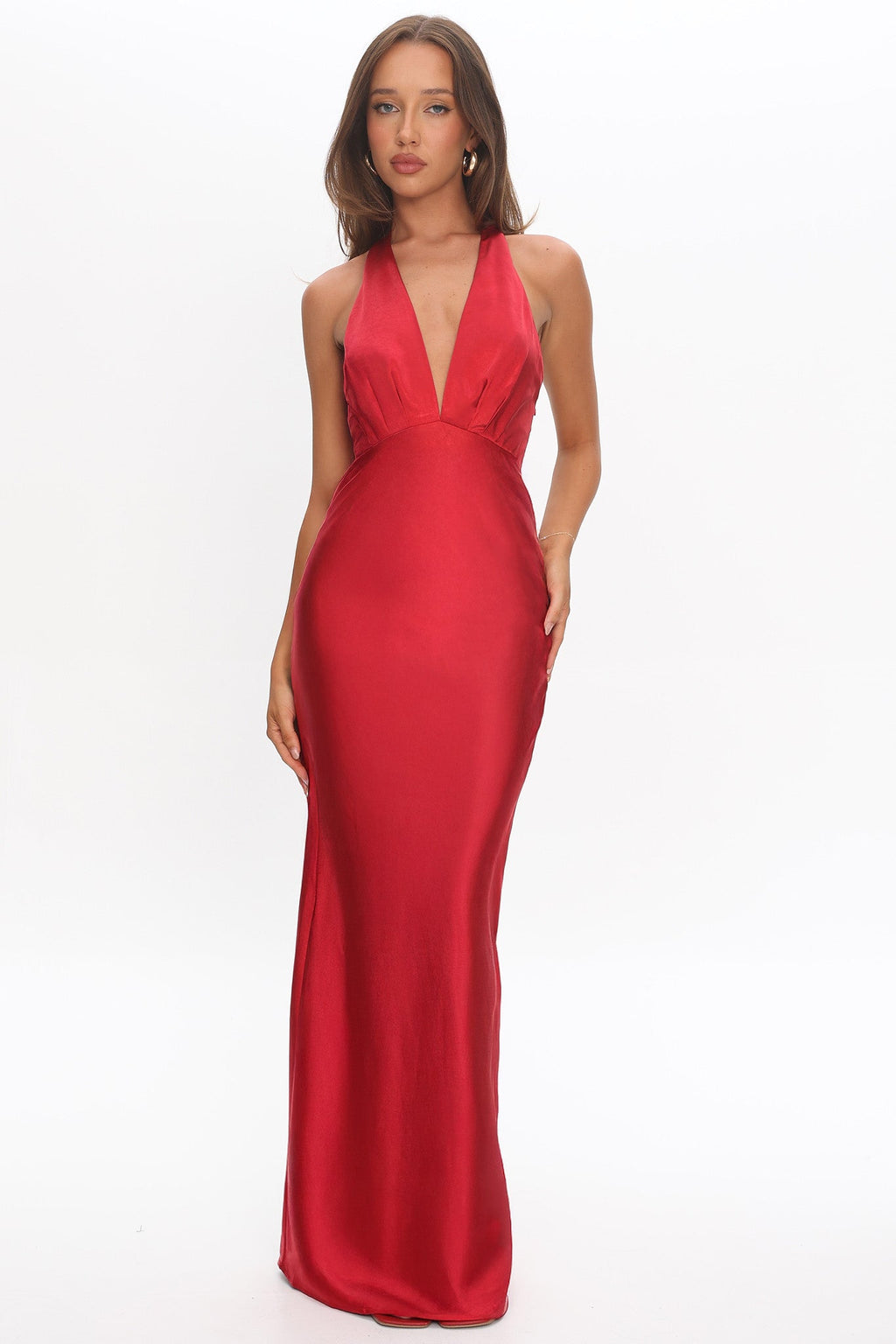 Of Your Dreams Rose Accent Halter Dress Red by Selfie Leslie