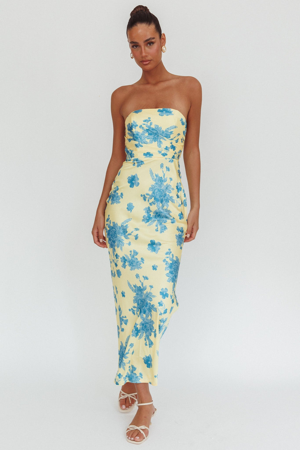 City Of Stars Strapless Maxi Dress Floral Yellow