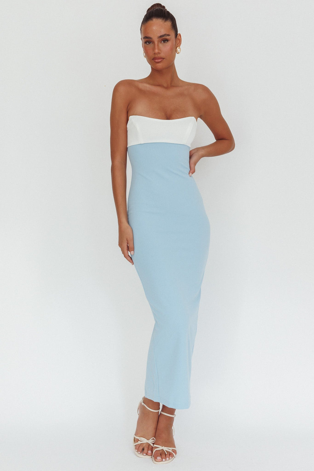 Regent Strapless Maxi Dress Contrast Blue